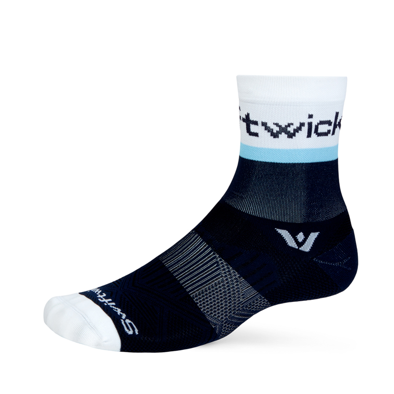 Swiftwick Aspire Five Euro Stripe Navy Blue Sock
